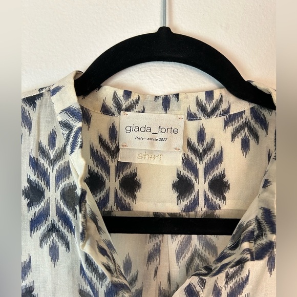 Giada Forte Cotton Costal Pattern Button Up Top Size 2 - Picture 4 of 6